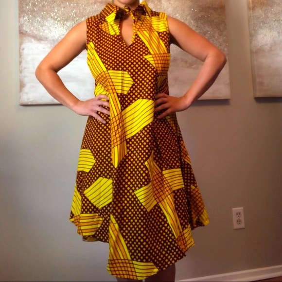 One Size Handmade African Print Dress - Picture 3 of 7
